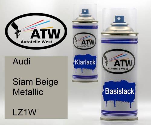 Audi, Siam Beige Metallic, LZ1W: 400ml Sprühdose + 400ml Klarlack - Set, von ATW Autoteile West.